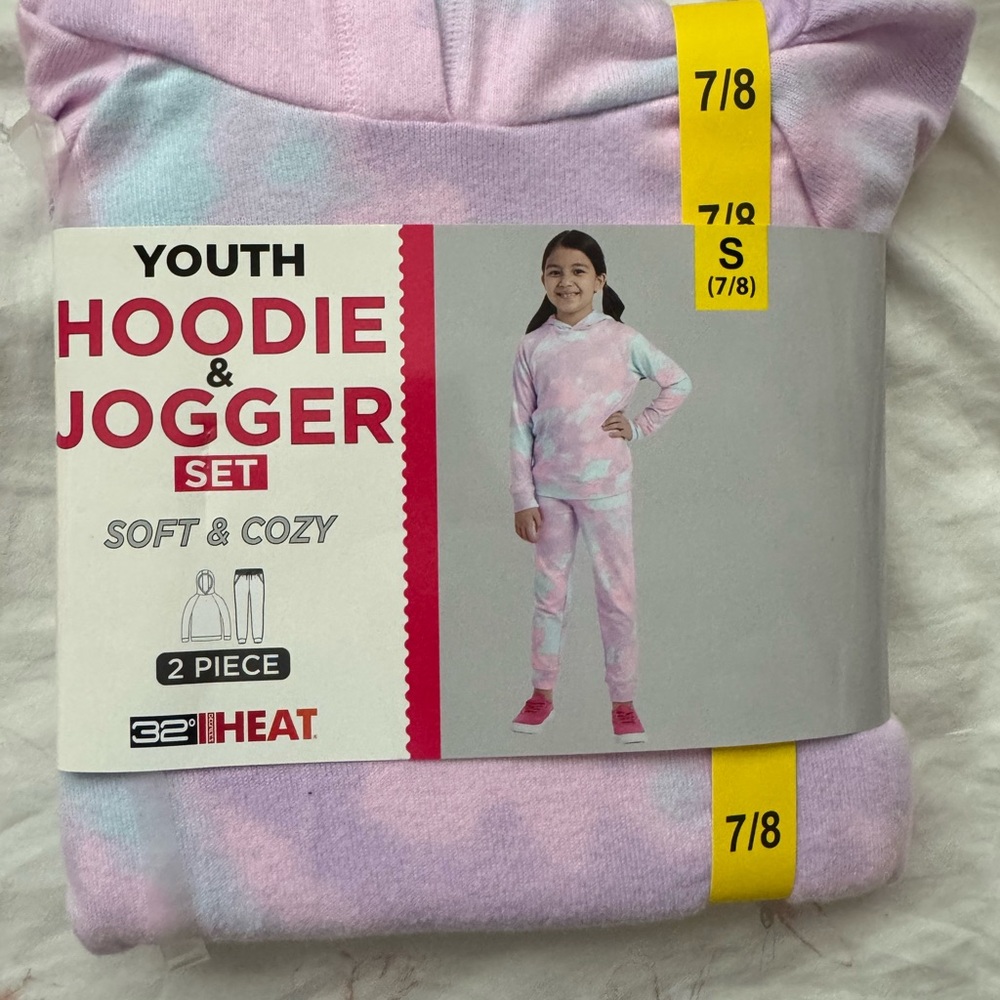 32 Degrees Pink Tie-Dye Youth Hoodie & Jogger Set size 7-8